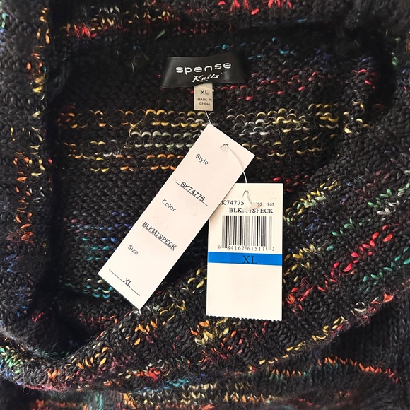 NWT SPENSE Knits Cowl Neck Black Color Fleck On/Off Shoulder Sweater XL - Picture 4 of 7